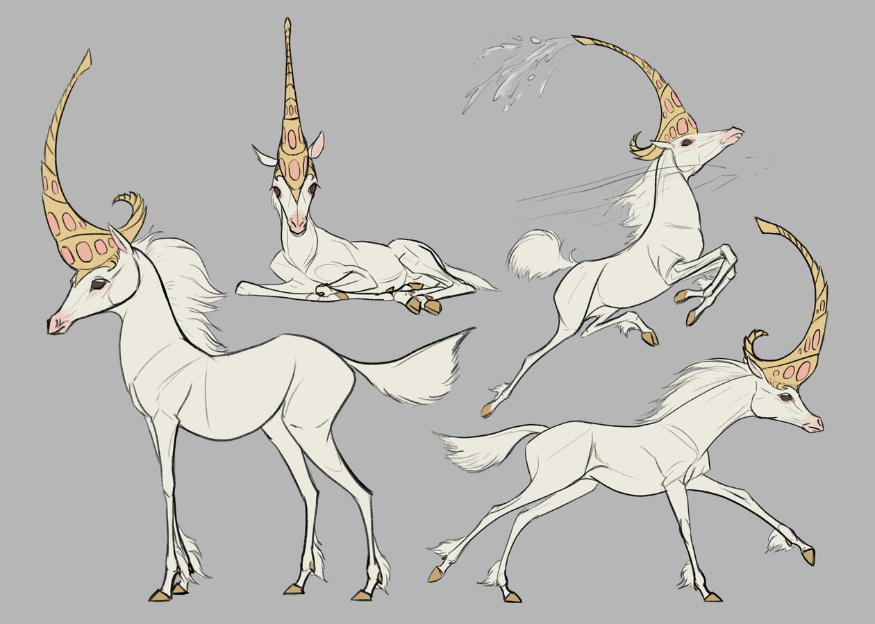 Whistling unicorn sketches
